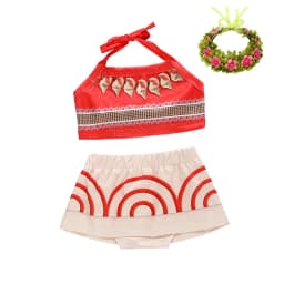 Little Girls Dress up Moana Baby Kids Two Pieces Set Top +Pants Infant Vaiana Role Play Festival Princess Costume Casual Clothes