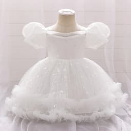 Baby Girl 1st Birthday Party Baptism Dresses Flower Girls Wedding Bridesmaid Layered Dress Toddler Kids Fluffy Summer Casual Wea