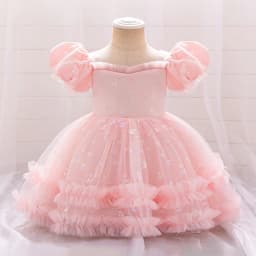 Baby Girl 1st Birthday Party Baptism Dresses Flower Girls Wedding Bridesmaid Layered Dress Toddler Kids Fluffy Summer Casual Wea