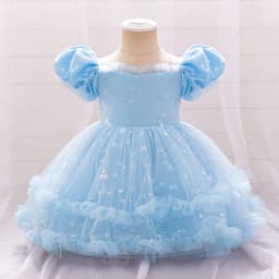 Baby Girl 1st Birthday Party Baptism Dresses Flower Girls Wedding Bridesmaid Layered Dress Toddler Kids Fluffy Summer Casual Wea
