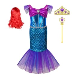 Mermaid Dress for Girl Charm Princess Cosplay Sequin Bling Costume for Kids Girl Fish Beauty Birthday Party Halloween Clothing