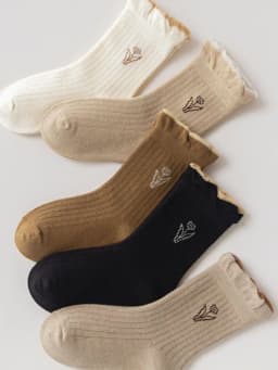 A Class Cotton Socks Autumn Socks Girls Floral Tulip Crew Socks 5 Pairs Children Spring Socks Baby Kids Socks