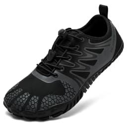 HOBIBEAR Wide Toe Barefoot Shoes for Unisex Artificial Leather Outdoor Walking Sneakers Zero Drop Minimalist Elastic Band Shoes