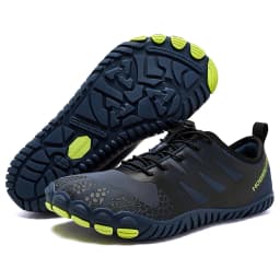HOBIBEAR Wide Toe Barefoot Shoes for Unisex Artificial Leather Outdoor Walking Sneakers Zero Drop Minimalist Elastic Band Shoes