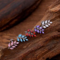ASTM F136 Titanium 16G Leaf Shape CZ Earring Tragus Helix Conch Lobe Stud Piercing Jewelry