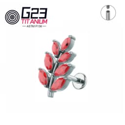 ASTM F136 Titanium 16G Leaf Shape CZ Earring Tragus Helix Conch Lobe Stud Piercing Jewelry