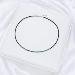 Natural Stone Necklace For Women Silver 925 Jewelry Heart Necklace 2mm Tourmaline Chokers Black Spinel Necklace