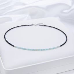 Natural Stone Necklace For Women Silver 925 Jewelry Heart Necklace 2mm Tourmaline Chokers Black Spinel Necklace