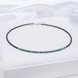 Natural Stone Necklace For Women Silver 925 Jewelry Heart Necklace 2mm Tourmaline Chokers Black Spinel Necklace