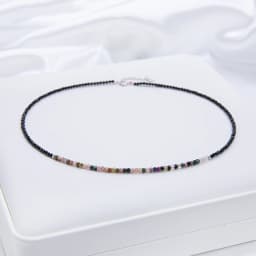 Natural Stone Necklace For Women Silver 925 Jewelry Heart Necklace 2mm Tourmaline Chokers Black Spinel Necklace