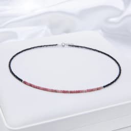 Natural Stone Necklace For Women Silver 925 Jewelry Heart Necklace 2mm Tourmaline Chokers Black Spinel Necklace