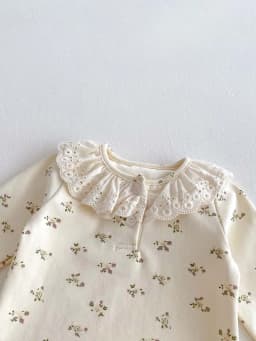 Ins Baby Spring and Autumn Children's Small Floral Baby suit Women's Lace Ruffle Collar Home Clothes 2 pces suit