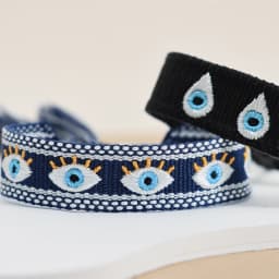 Fashion Woven Bracelets Stackable Evil Eyes Embroidered Tassel Bracelets Everyday Style