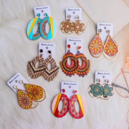 10/20/30/50Pairs/Lot Fashionable Printed Women's Wooden Thread Bohemian Vintage Hanging Earrings Daily Jewelry Randomly Shipped
