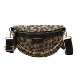 New Fashion Leopard Women Waist Bag Female Phone Purses Ladies Chest Wide Strap Crossbody Shoulder Bags Small Chain Fanny Packs