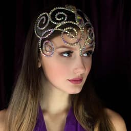 Gorgeous Belly Dance Headpiece Headband Bridal Hair Accessories Hollow Colourful Rhinestone Head Chain for Women Ballroom