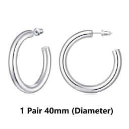 Eavva Hoop Earrings for Women Classic 14K Real Gold Plated Copper Hoop With 925 Sterling Silver Post Fashion Jewelry For Gift