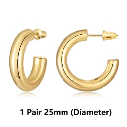 Eavva Hoop Earrings for Women Classic 14K Real Gold Plated Copper Hoop With 925 Sterling Silver Post Fashion Jewelry For Gift