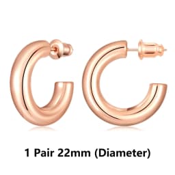 Eavva Hoop Earrings for Women Classic 14K Real Gold Plated Copper Hoop With 925 Sterling Silver Post Fashion Jewelry For Gift
