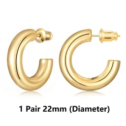 Eavva Hoop Earrings for Women Classic 14K Real Gold Plated Copper Hoop With 925 Sterling Silver Post Fashion Jewelry For Gift