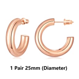 Eavva Hoop Earrings for Women Classic 14K Real Gold Plated Copper Hoop With 925 Sterling Silver Post Fashion Jewelry For Gift