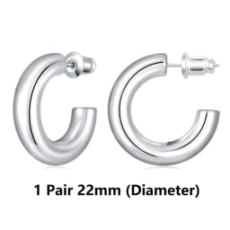 Eavva Hoop Earrings for Women Classic 14K Real Gold Plated Copper Hoop With 925 Sterling Silver Post Fashion Jewelry For Gift