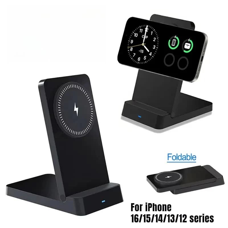 Foldable Magnetic Wireless Charger Stand Pad For Magsafe iPhone 17 16 15 14 13 12 Pro Max Samsung Phone Fast Charging Station