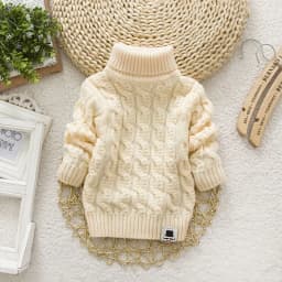 DIIMUU Kids Boy Girl Sweater Knitwear Turtleneck Pullover Clothes Baby Winter Tops Solid Sweaters Children Boy Girl Warm Coat