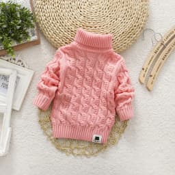 DIIMUU Kids Boy Girl Sweater Knitwear Turtleneck Pullover Clothes Baby Winter Tops Solid Sweaters Children Boy Girl Warm Coat