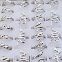 10pcs Wholesale Vintage Gothic Mixed Snake Stainless Steel Ring Punk Adjustable Jewelry for Men and Women Party Gifts