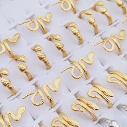 10pcs Wholesale Vintage Gothic Mixed Snake Stainless Steel Ring Punk Adjustable Jewelry for Men and Women Party Gifts