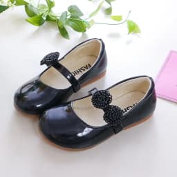 Kids Leather Shoes for Girls School Black Beige Shoes Floral Flower Girl Flats for Wedding Party Children Mary Janes Princess