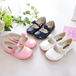 Kids Leather Shoes for Girls School Black Beige Shoes Floral Flower Girl Flats for Wedding Party Children Mary Janes Princess