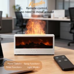 Simulated Fireplace Aroma Diffuser Essential Oil Flame Air Humidifier Remote Control Colorful Ambiance Night Light Creative Gift