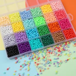 4mm 3600pcs Candy Color Acrylic Beads Set 24 Colors Solid Round Beads for DIY Jewelry Making Bracelets Necklaces Crafts 1mm Hole