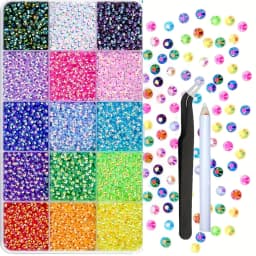 Resin Jelly Rhinestones - 16000pcs Mixed-Color Non Hotfix Flatback Gems with Pick Pen Tweezer for Crafting - DIY Crafts NAIR ART