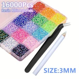 Resin Jelly Rhinestones - 16000pcs Mixed-Color Non Hotfix Flatback Gems with Pick Pen Tweezer for Crafting - DIY Crafts NAIR ART