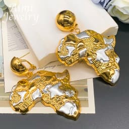 Africa Map Dubai 18K Gold Plated Jewelry Set Pendant Necklace Earrings Women Party African Nigerian Egyptian Bridal Wedding Gift