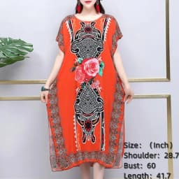 Casual Elegant Bohemian Printed Ethnic Style Retro Floral Woman Summer Street Wear Batwing Sleeve Loose Tunic Maternity Dress