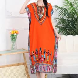 Casual Elegant Bohemian Printed Ethnic Style Retro Floral Woman Summer Street Wear Batwing Sleeve Loose Tunic Maternity Dress