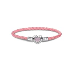925 Sterling Silver Love Heart Bead Black Leather Rope Bracelet DIY Making Fit Original Bracelets for Women Fine Jewelry Gift
