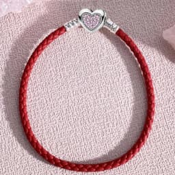 925 Sterling Silver Love Heart Bead Black Leather Rope Bracelet DIY Making Fit Original Bracelets for Women Fine Jewelry Gift