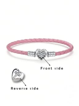 925 Sterling Silver Love Heart Bead Black Leather Rope Bracelet DIY Making Fit Original Bracelets for Women Fine Jewelry Gift