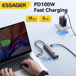 Essager USB C HUB 4K 7-in-1 Type C to HDMI PD 100W SD&TF USB 3.0 5Gbps Multiport Adapter for MacBook Laptop iPad Phone Splitter