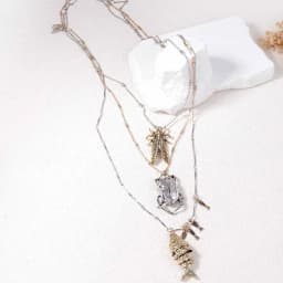 Personalized Trendy Insect Beetle Knows Fish Pendant Multi Layer Necklace