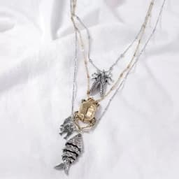 Personalized Trendy Insect Beetle Knows Fish Pendant Multi Layer Necklace
