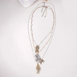 Personalized Trendy Insect Beetle Knows Fish Pendant Multi Layer Necklace