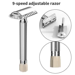 Men's Zinc Alloy Metal Safety Razor 9-speed Sharpness Adjustalbe Shaver Classic Styling Quick Replacement Blade With 5 blades