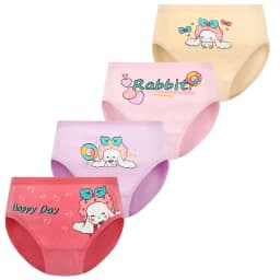 4-Piece Cute Girls Panties Premium Comfortable Cotton Baby Girls Briefs Aged 2-9 Pretty Kitty Pattern Children Underwear Bottoms
