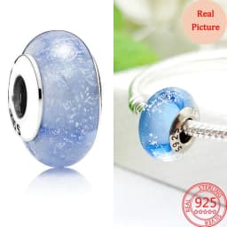 925 Silver Plated Murano Glass Galaxy Stars Clover Heart Bubbles Shiny Beads Fit Necklace Charms Bracelet DIY Jewelry For Mum